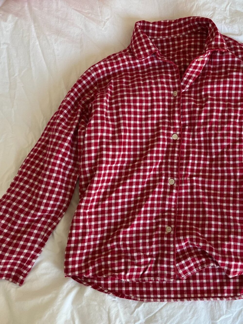 Uniqlo red and white cotton flannel small